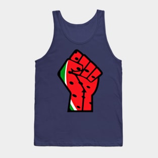 Watermelon Palestine Black Power Fist - Left Side - Front Tank Top